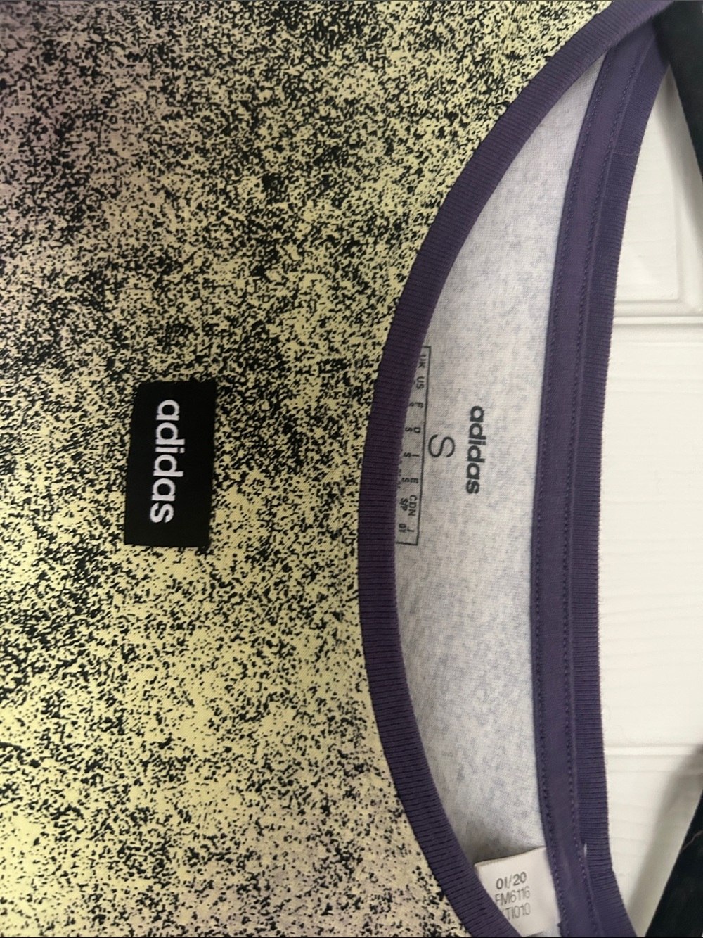 adidas Lavender & Yellow Speckled Cropped Tee - Picture 3 of 3